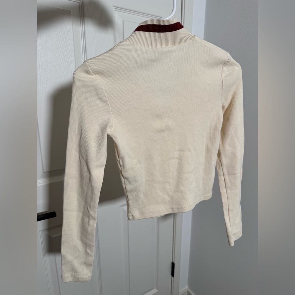 Zara Cream and Brown Long Sleeve Top - Picture 4 of 4